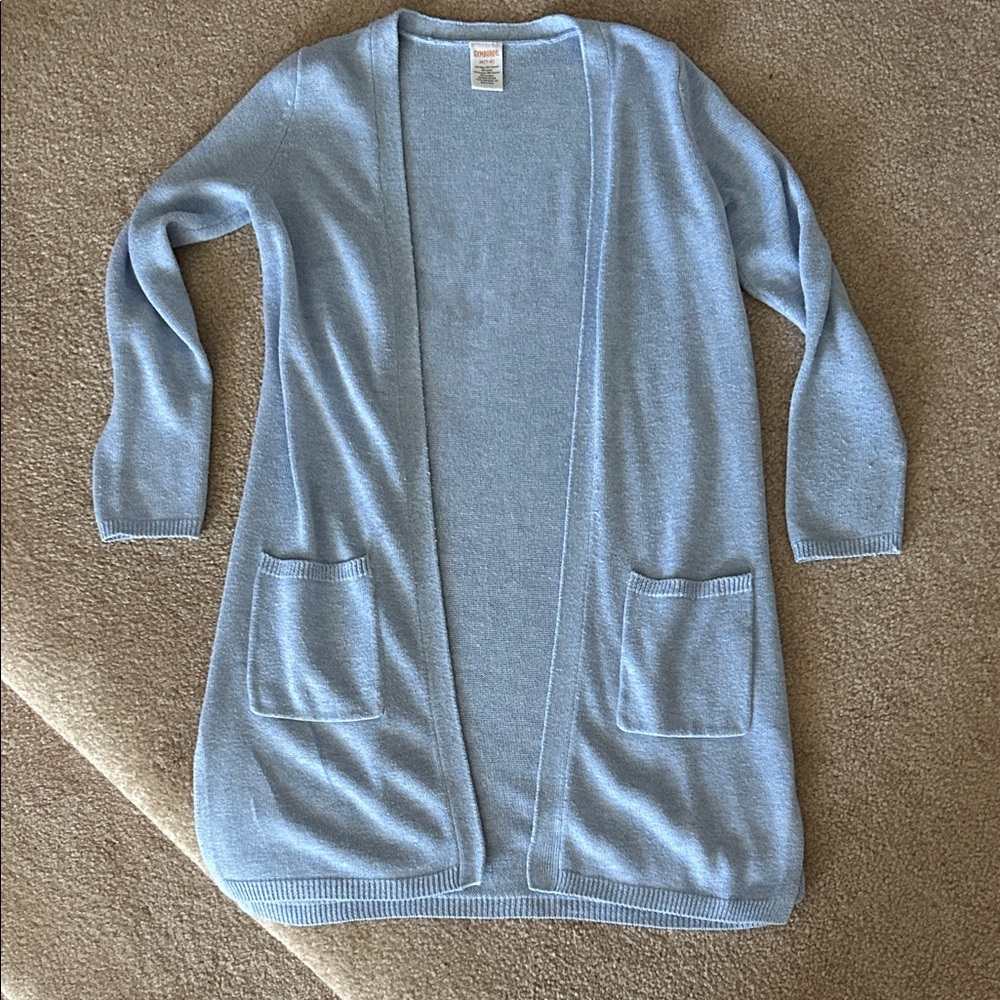 Girls size 7/8 Gymboree Light Blue Open Front Cardigan Sweater w/ pockets